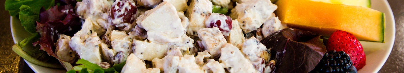 Jennings Chicken & Grapes salad with pecans and fruit over mixed greens